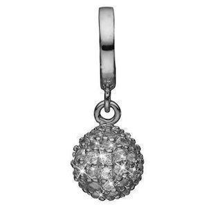 Christina Collect 925 sterling sølv Sparkling World vakker svart rhodiumbelagt hengende sjarm, ball fylt med glitrende hvit topas, modell 610-B60